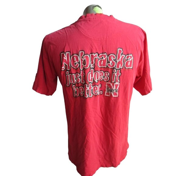 Nebraska Huskers Vintage Men's T-shirt Medium 1990's Starter 2 Sided Distress Md - Picture 2 of 8